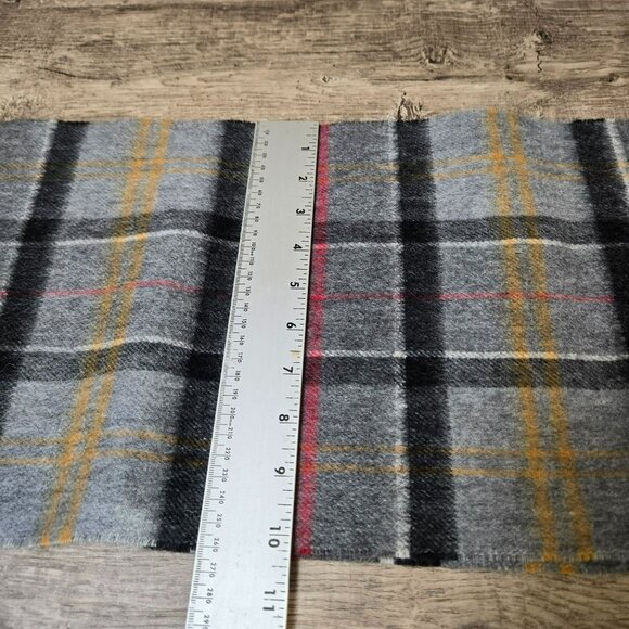 Gray Plaid Striped Fringe Winter Scarf Cashmere Blend Soft & Cozy 72" x 10" - Picture 5 of 6